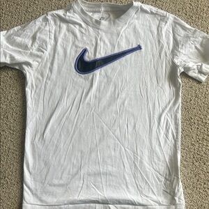 Nike White Tee with Black and Purple Swoosh